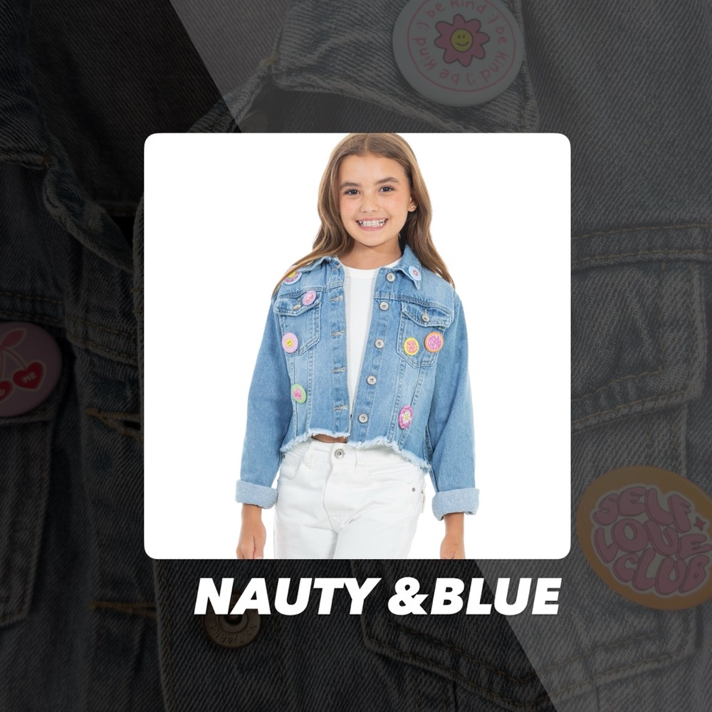 NWT Nauty & Blue Denim Jacket With Pins